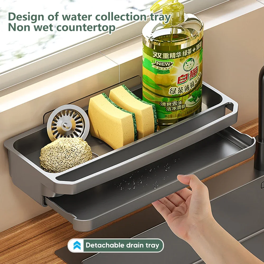 Kitchen Gadgets Storage Ideas - อ่างล้างจานOrganizerท่อระบายน้ําSelf-drainingชั้นวางผู้ถือฟองน้ําผ้าเช็ดจานก๊อกน้ําสบู่Drainerอุปกรณ์ครัว