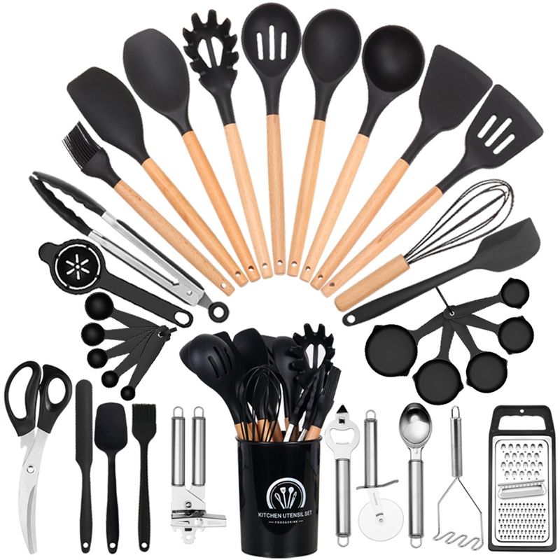 Kitchen Gadgets For Chefs - ABJN-Chef ชุดอุปกรณ์ครัวซิลิโคน 34 ชิ้น อุปกรณ์และเครื่องมือครัวทนความร้อนพร้อมที่ขูด