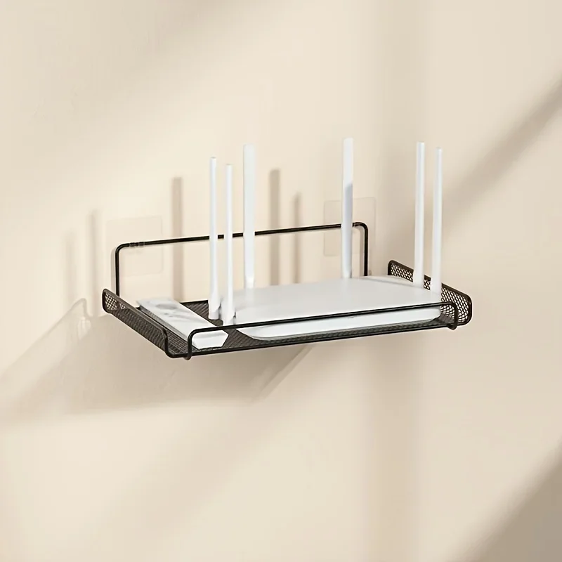 Kitchen Gadgets Storage Ideas - ชั้นวางเราเตอร์สแตนเลสแบบไม่ต้องเจาะ ติดผนังสำหรับจัดเก็บเราเตอร์ WiFi อุปกรณ์ตกแต่งบ้าน ห้องน้ำ ห้องครัว
