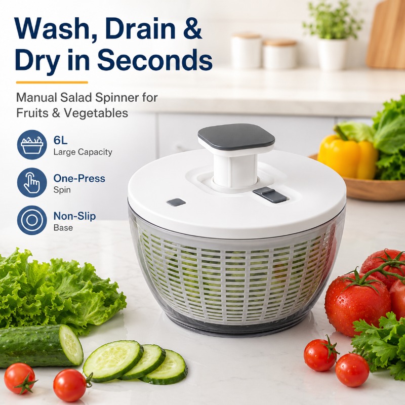 เครื่องปั่นสลัดแบบหมุนมือ 6 ลิ - Salad Spinner บทวิจารณ์และราคา