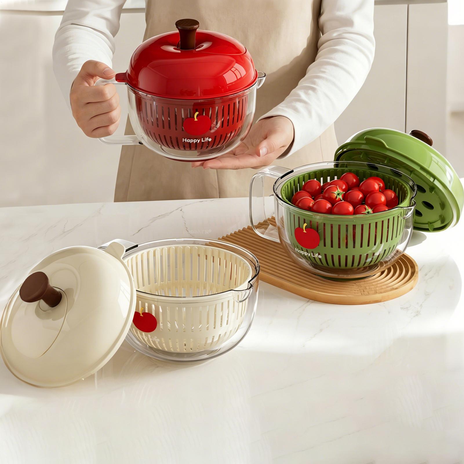 เครื่องล้างผักดีไซน์แอปเปิ้ล,  - Salad Spinner บทวิจารณ์และราคา