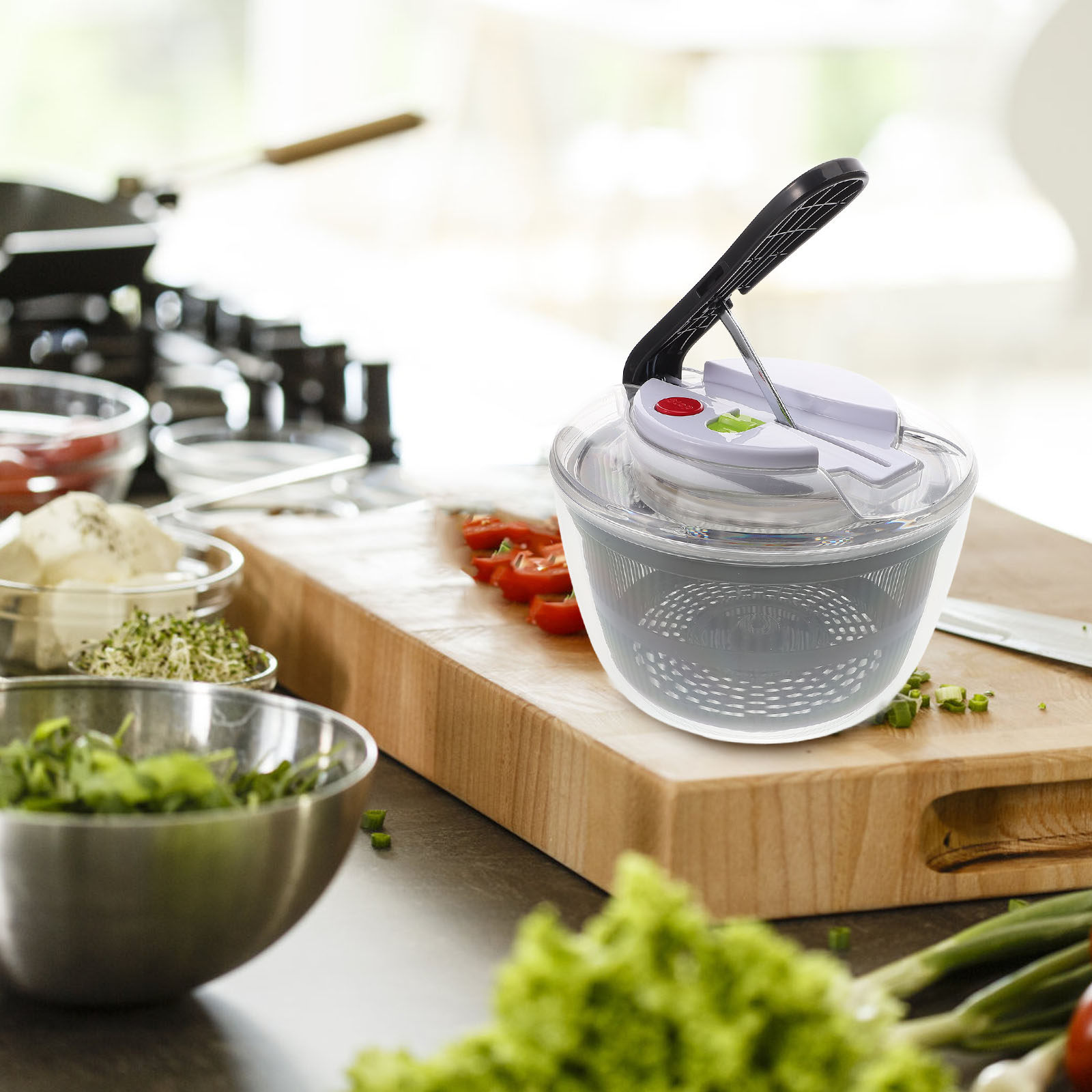 เครื่องปั่นสลัดแบบกดมือ สีขาว  - Salad Spinner บทวิจารณ์และราคา