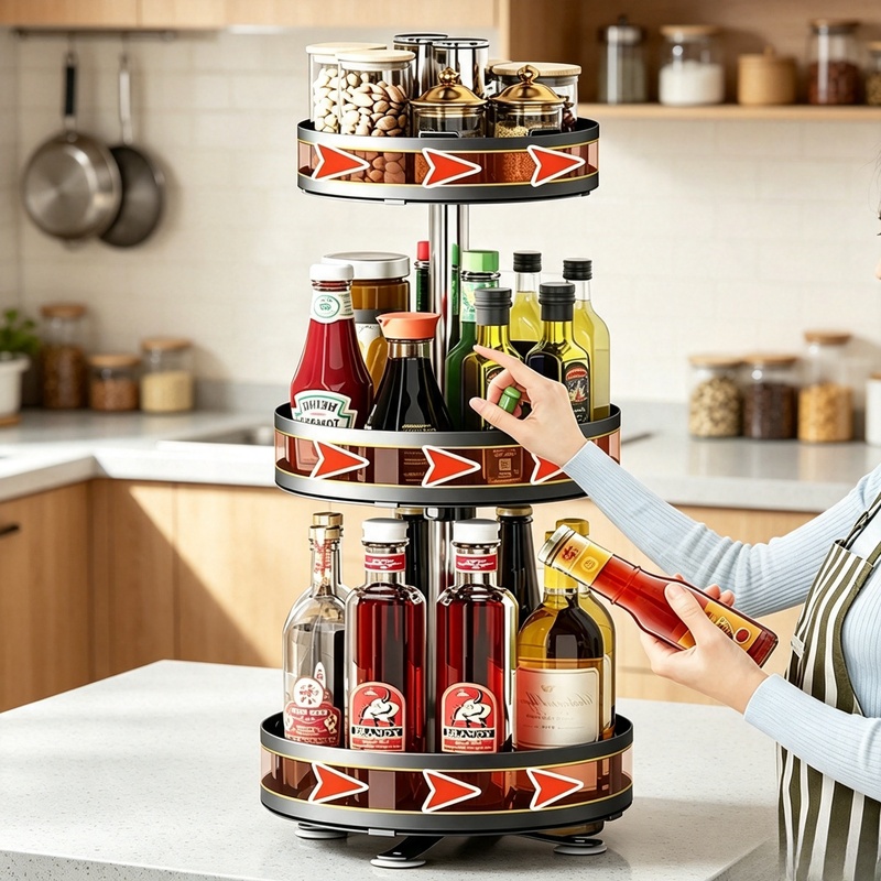 360 °   ชั้นวางเครื่องปรุงหมุน - Kitchen Gadgets Storage Ideas บทวิจารณ์และราคา