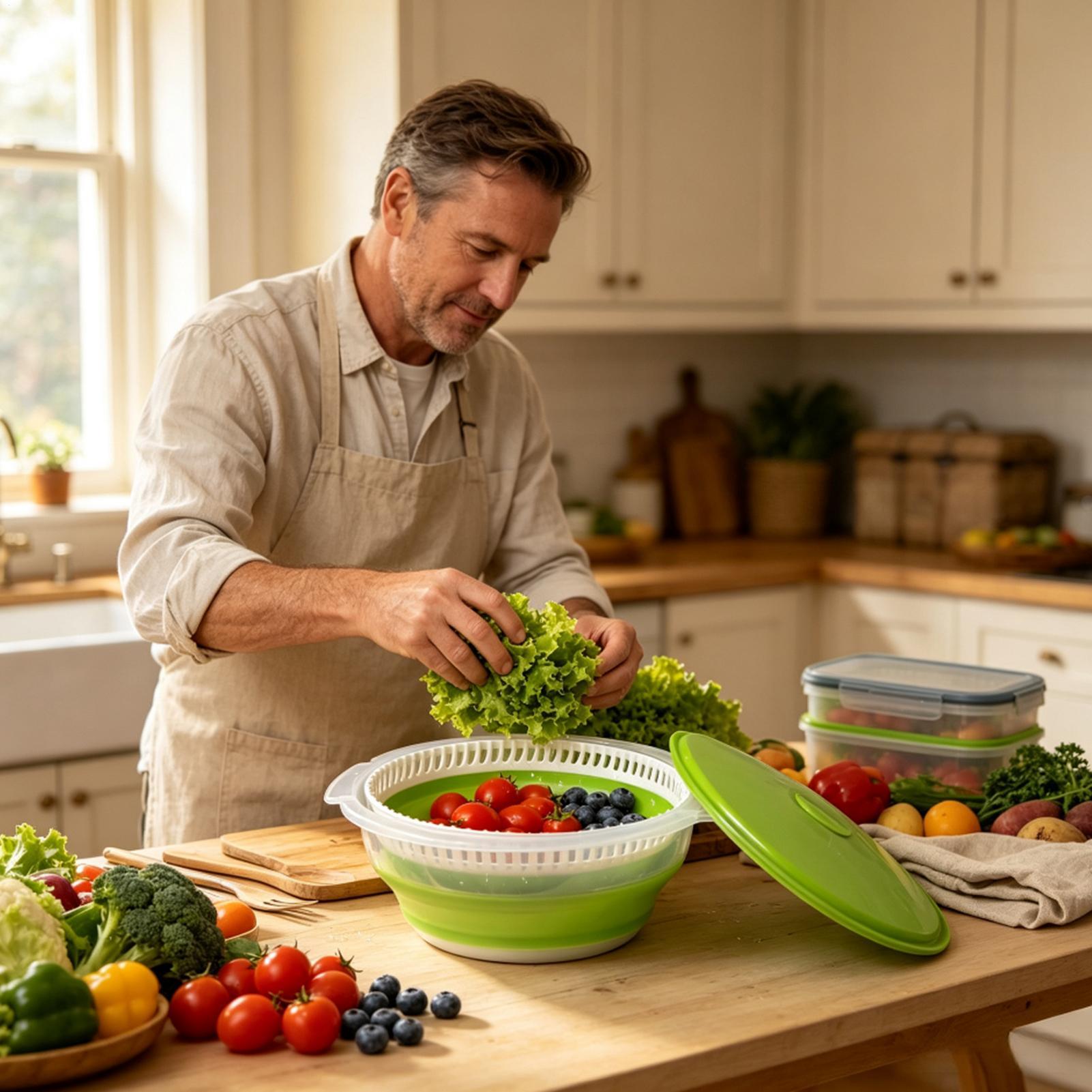 เครื่องปั่นสลัดแบบพกพา พับเก็บ - Salad Spinner บทวิจารณ์และราคา